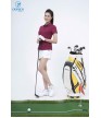 Áo thể thao nữ AC-3676 đỏ đô phối xanh lá