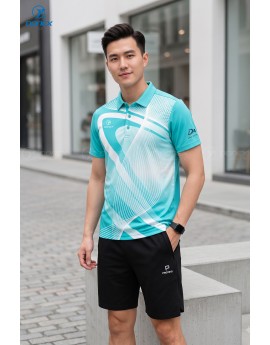 Áo thể thao nam MC-9172-19-01 Xanh ngọc phối trắng