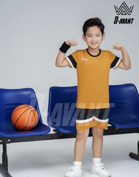 Bộ thể thao trẻ em TCB-1021 Vàng đậm phối đen