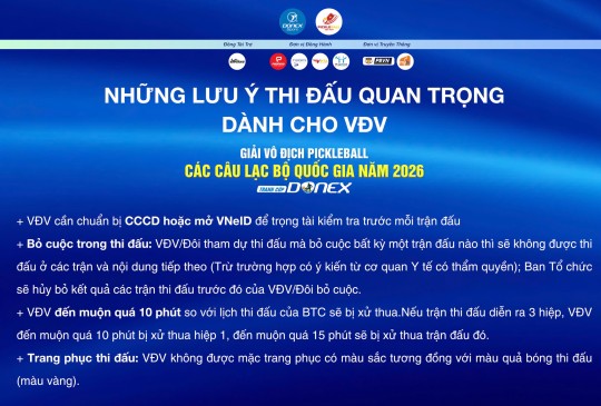NHỮNG LƯU Ý QUAN TRỌNG DÀNH CHO VẬN ĐỘNG VIÊN
