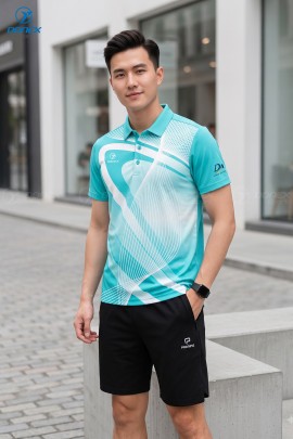 Áo thể thao nam MC-9172-19-01 Xanh ngọc phối trắng