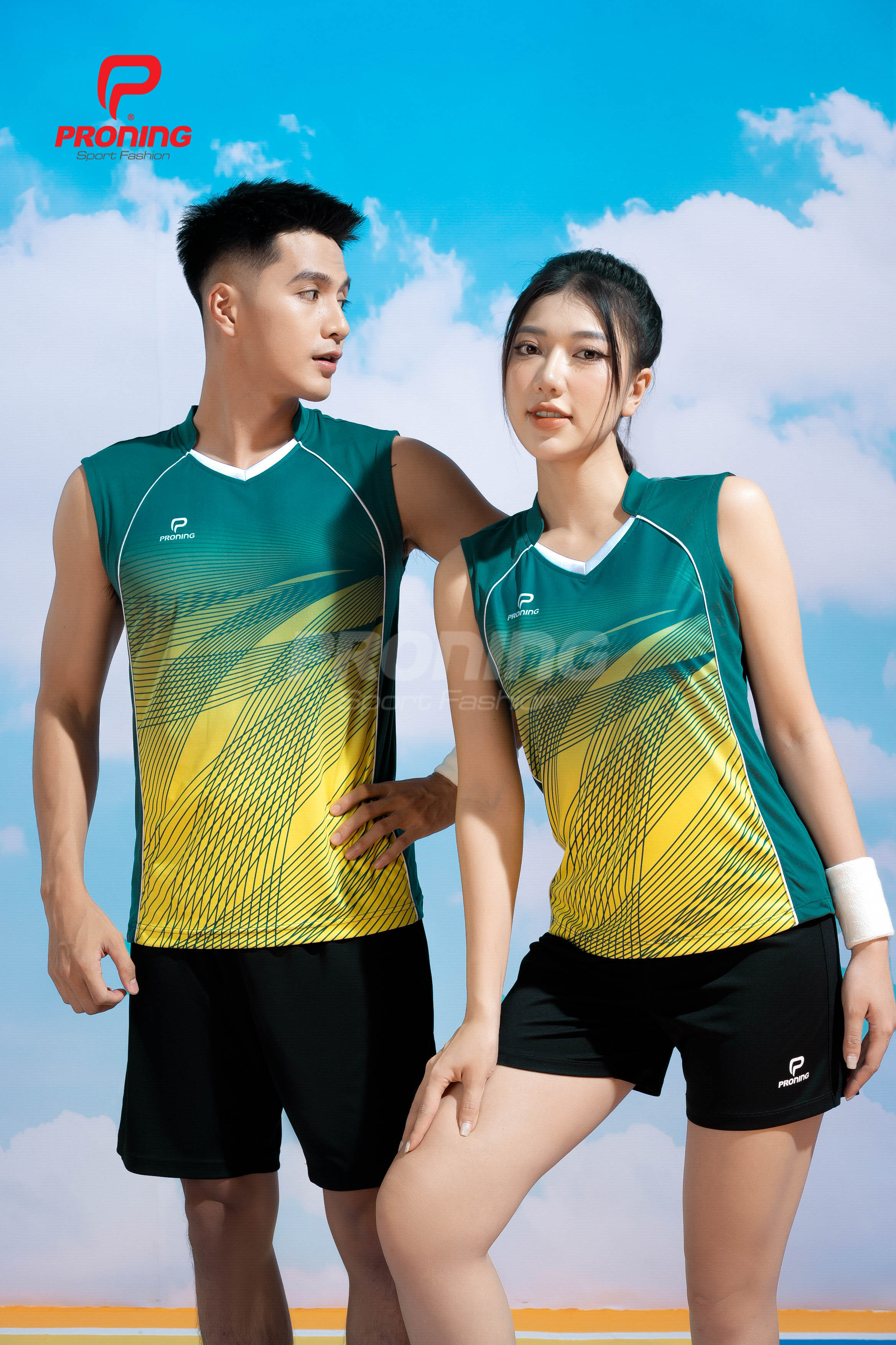 Bộ Thể Thao Nữ ACB-5159 Lục bảo phối vàng
