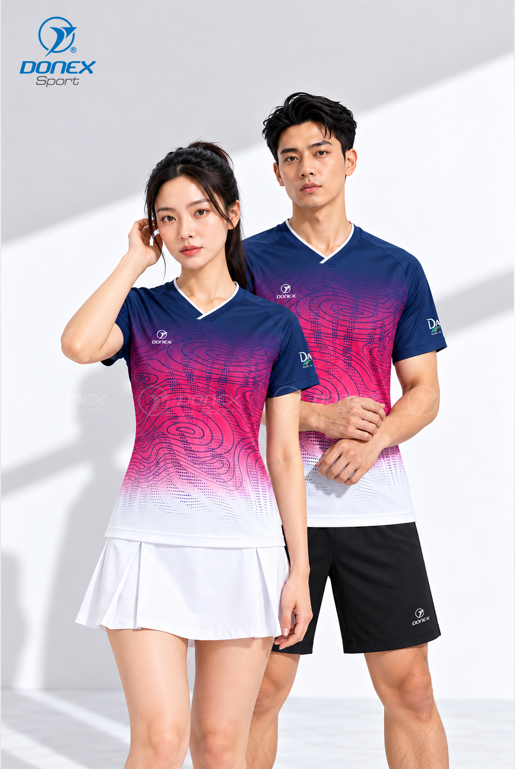Áo thể thao nữ AC-3874-12-11 Navy phối hồng