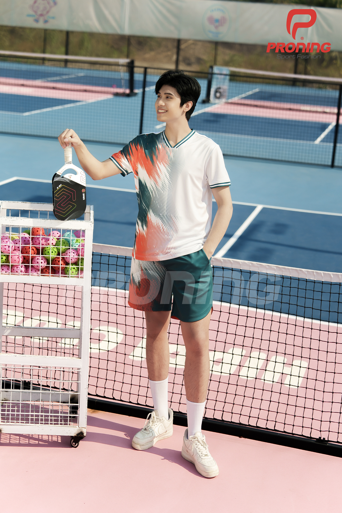 Set Pickleball Nam MCB-6119 Trắng phối cam
