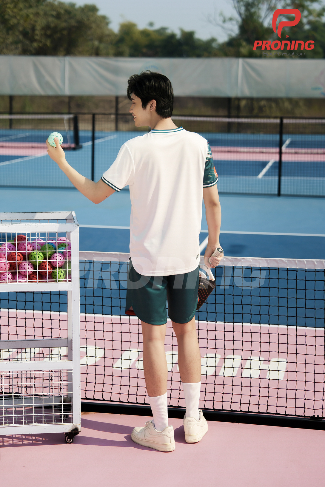 Set Pickleball Nam MCB-6119 Trắng phối cam