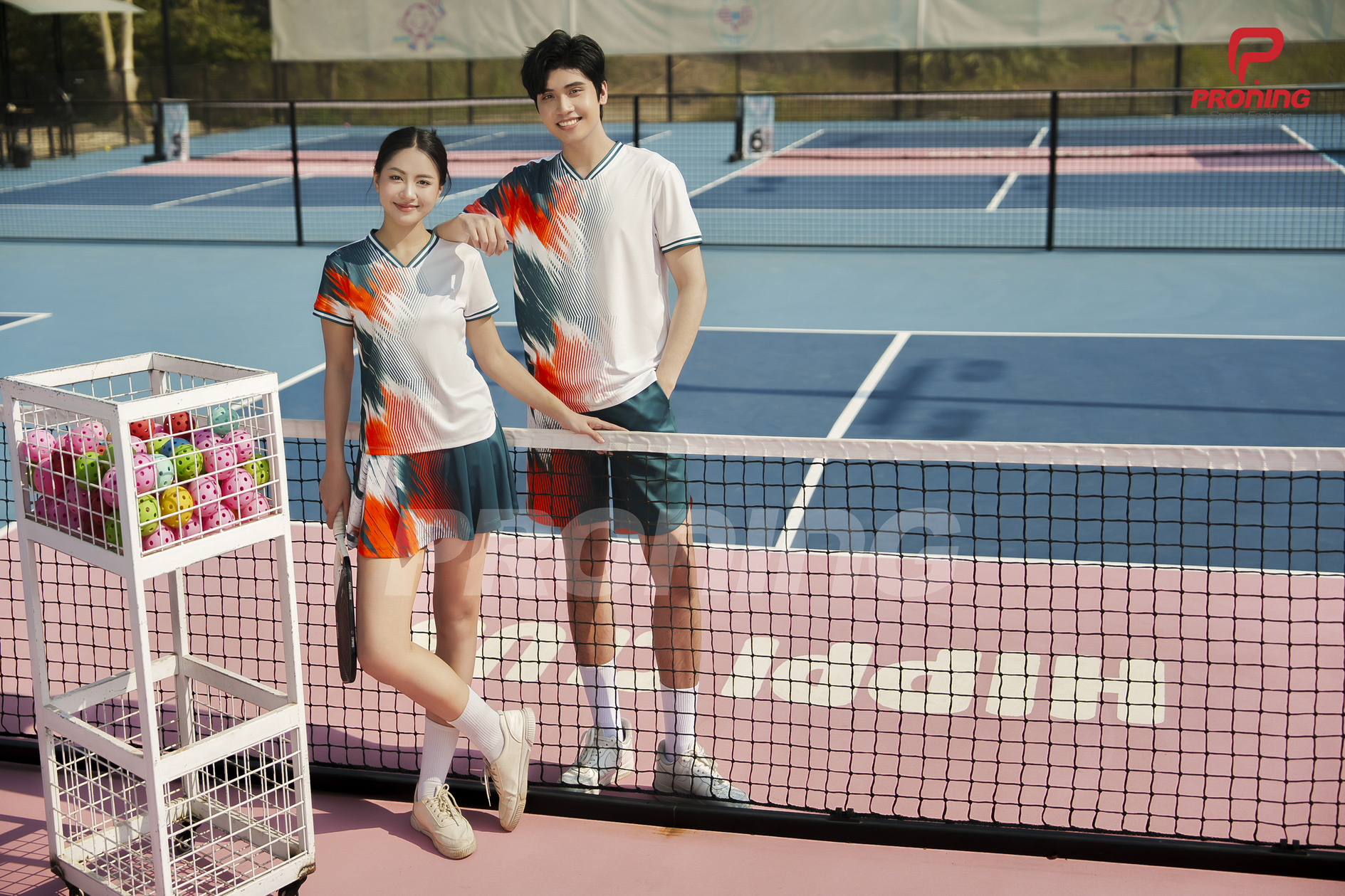 Set Pickleball Nam MCB-6119 Trắng phối cam