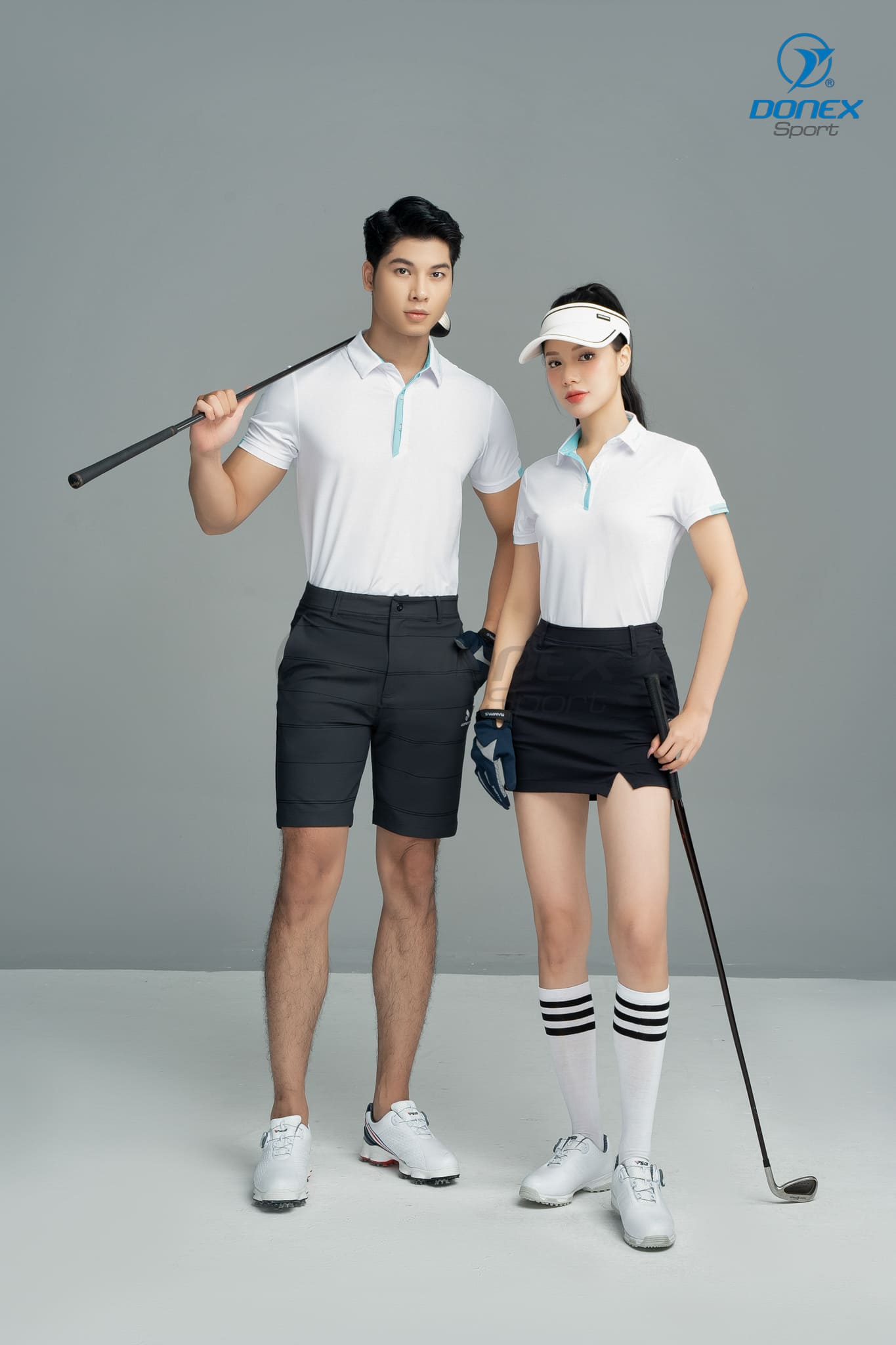 Áo thể thao nữ AC-3820 Trắng phối xanh ngọc