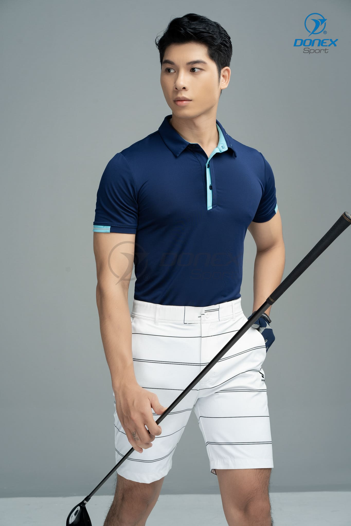 Áo thể thao nam MC-9120 Navy phối xanh ngọc