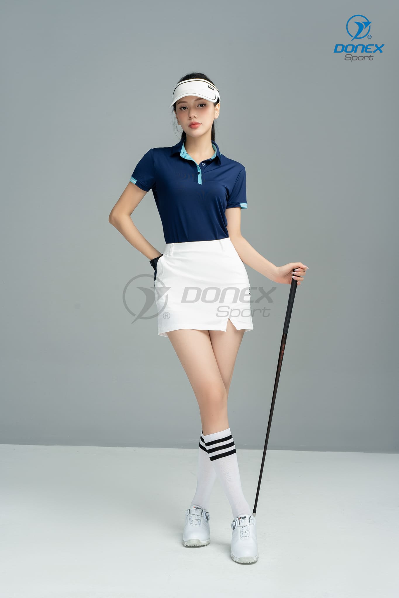 Áo thể thao nữ AC-3820 Navy phối xanh ngọc