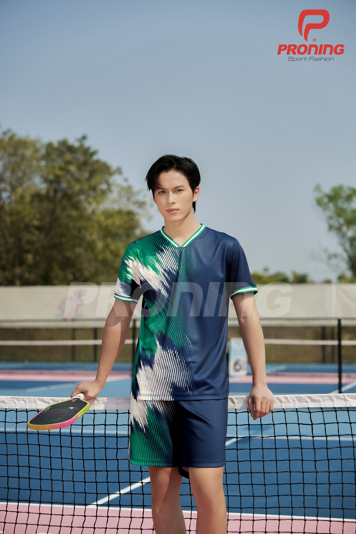 Set Pickleball Nam MCB-6119 Navy phối xanh lá