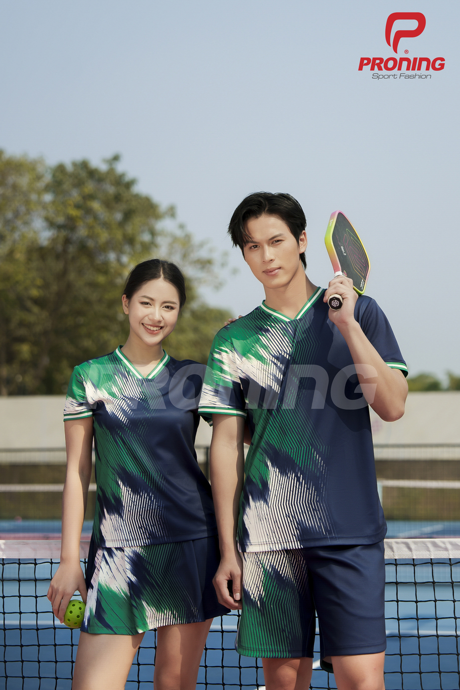Set Pickleball Nam MCB-6119 Navy phối xanh lá