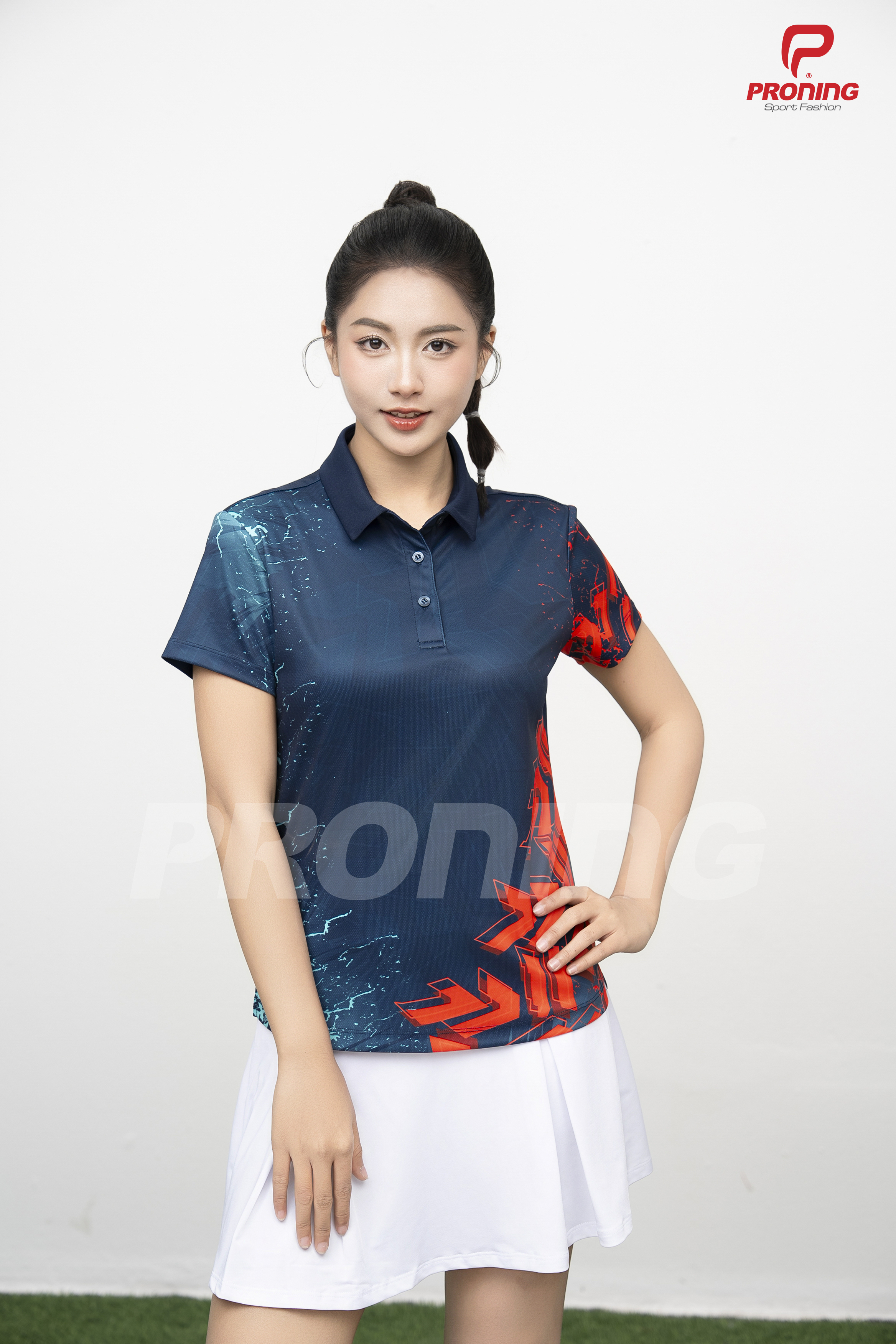 Áo thể thao nữ AC-3829 Navy phối cam