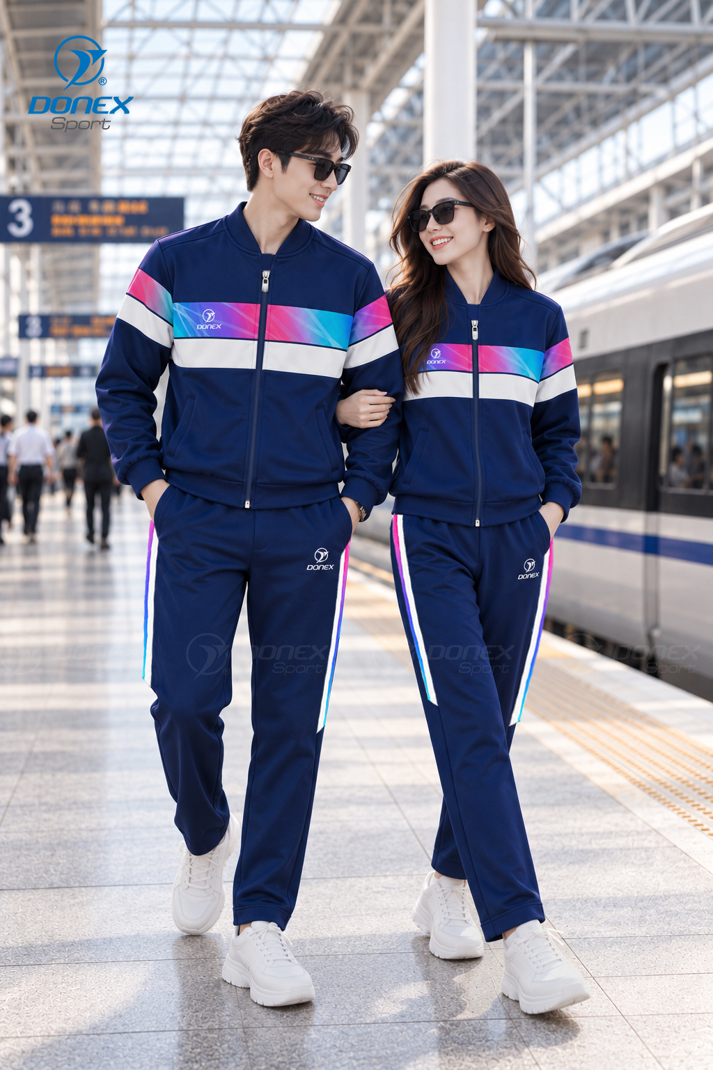 Bộ nỉ thể thao nam MDB-274-12-01 Navy phối trắng