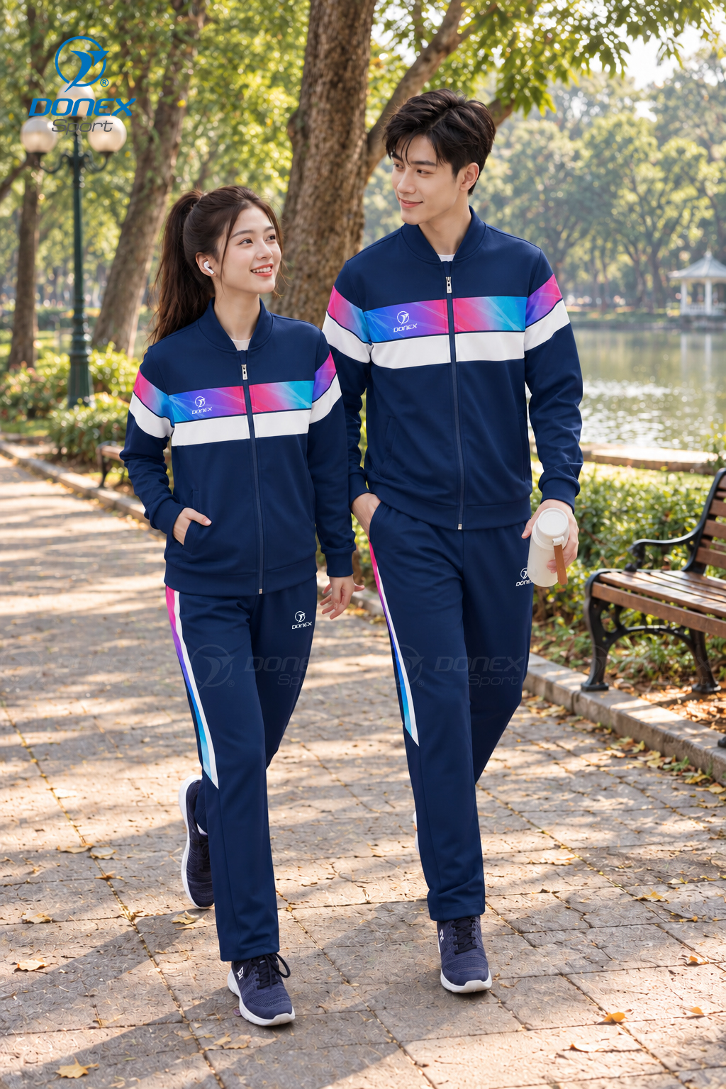 Bộ nỉ thể thao nam MDB-274-12-01 Navy phối trắng