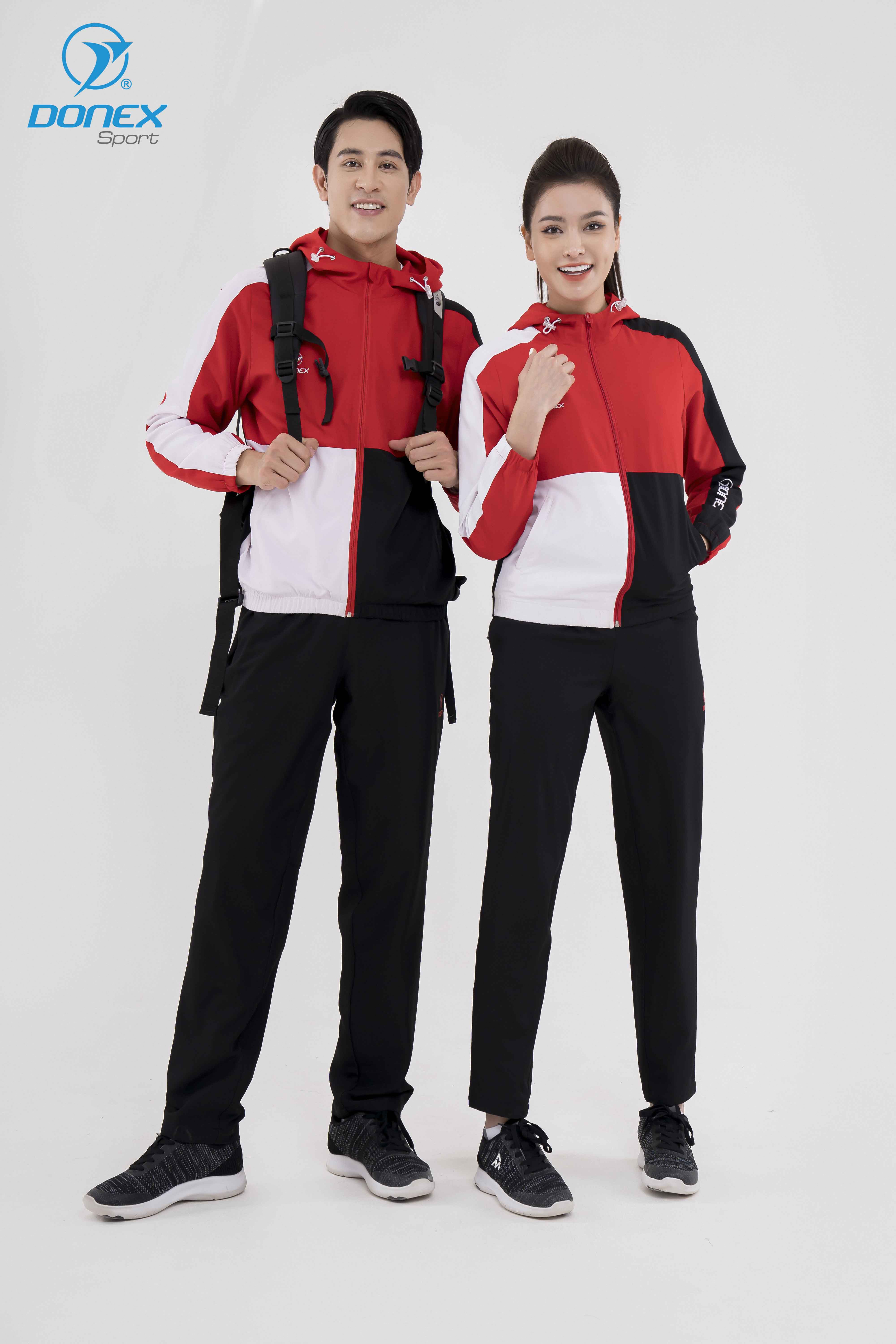 Áo Gió Thể Thao Nữ DONEX Prillante ADE-158 Đỏ Phối Đen