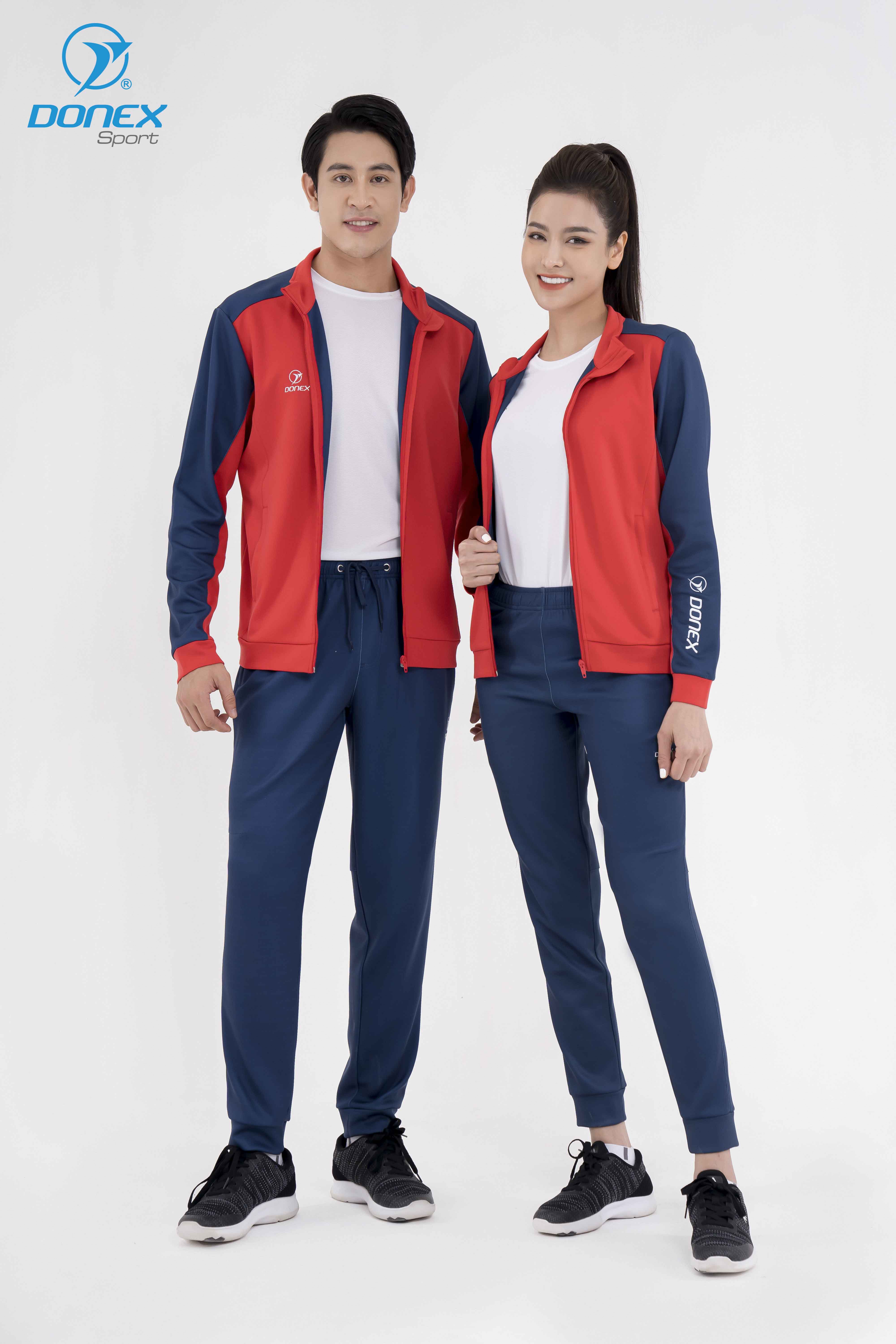 Áo Nỉ Thun Nam DONEX Sano MDE-254 đỏ phối Navy