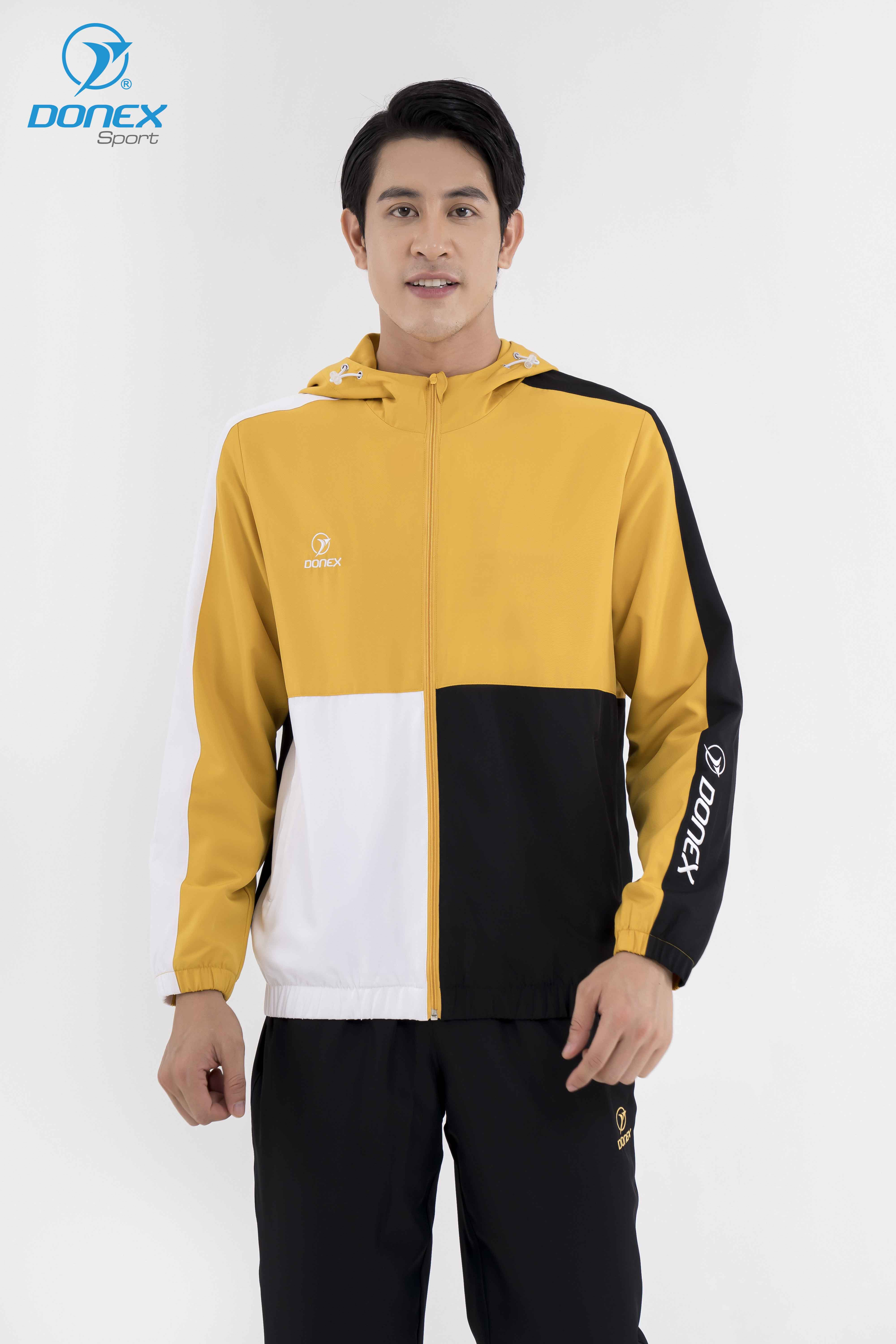 Áo Gió Thể Thao Nam DONEX Prillante MDE-258 Vàng Phối Đen
