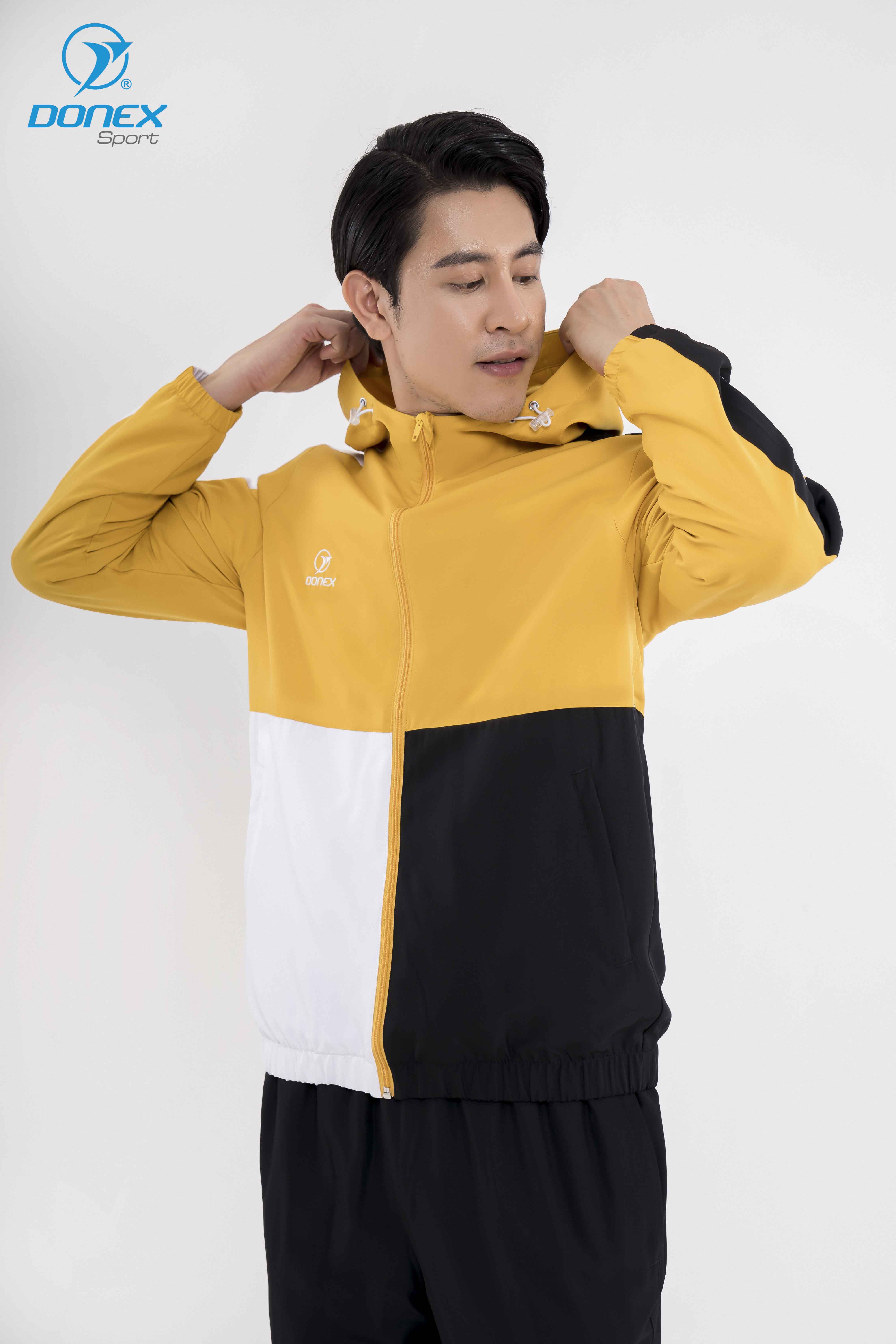 Áo Gió Thể Thao Nam DONEX Prillante MDE-258 Vàng Phối Đen