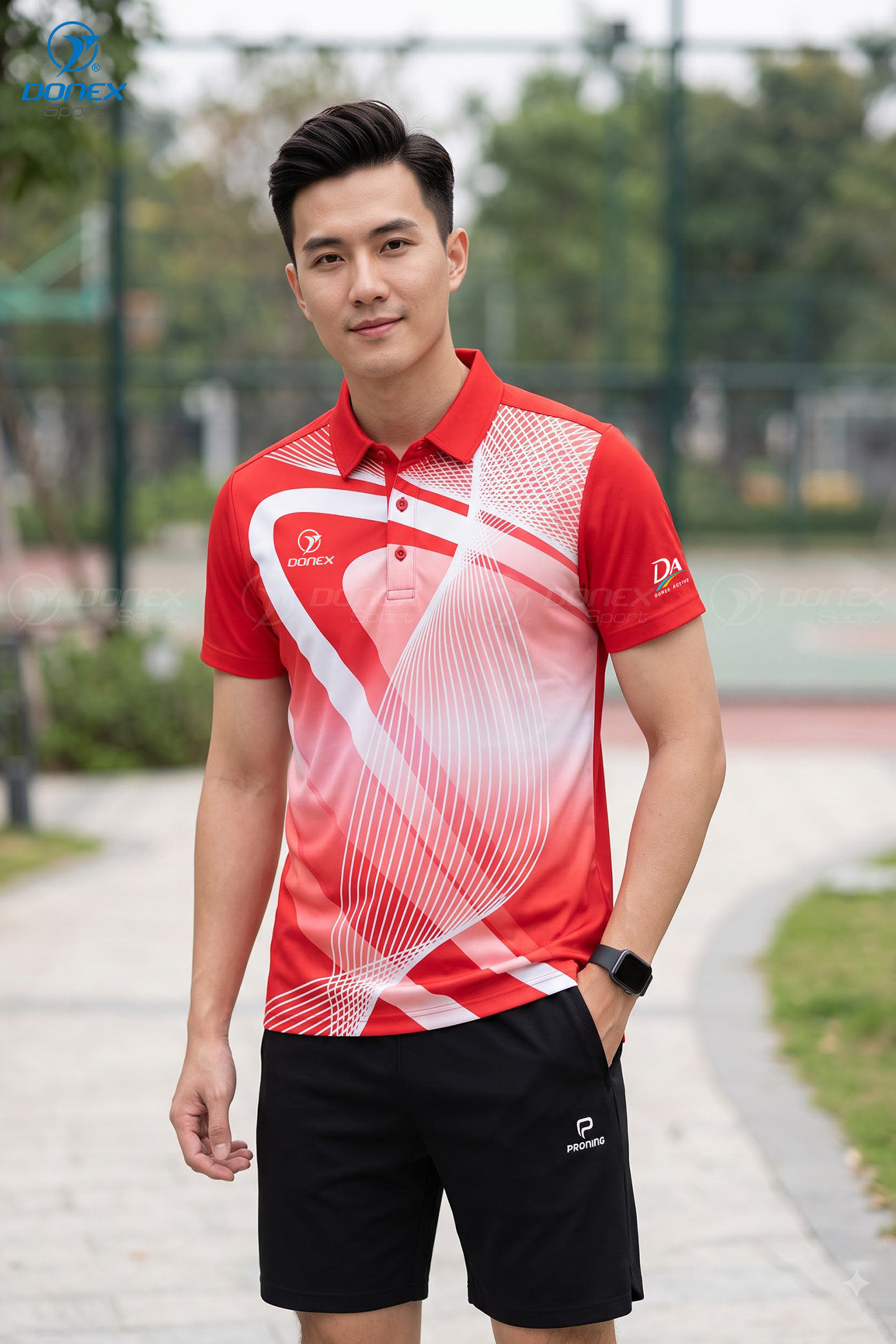 Áo thể thao nam MC-9172-07-01 Đỏ phối trắng