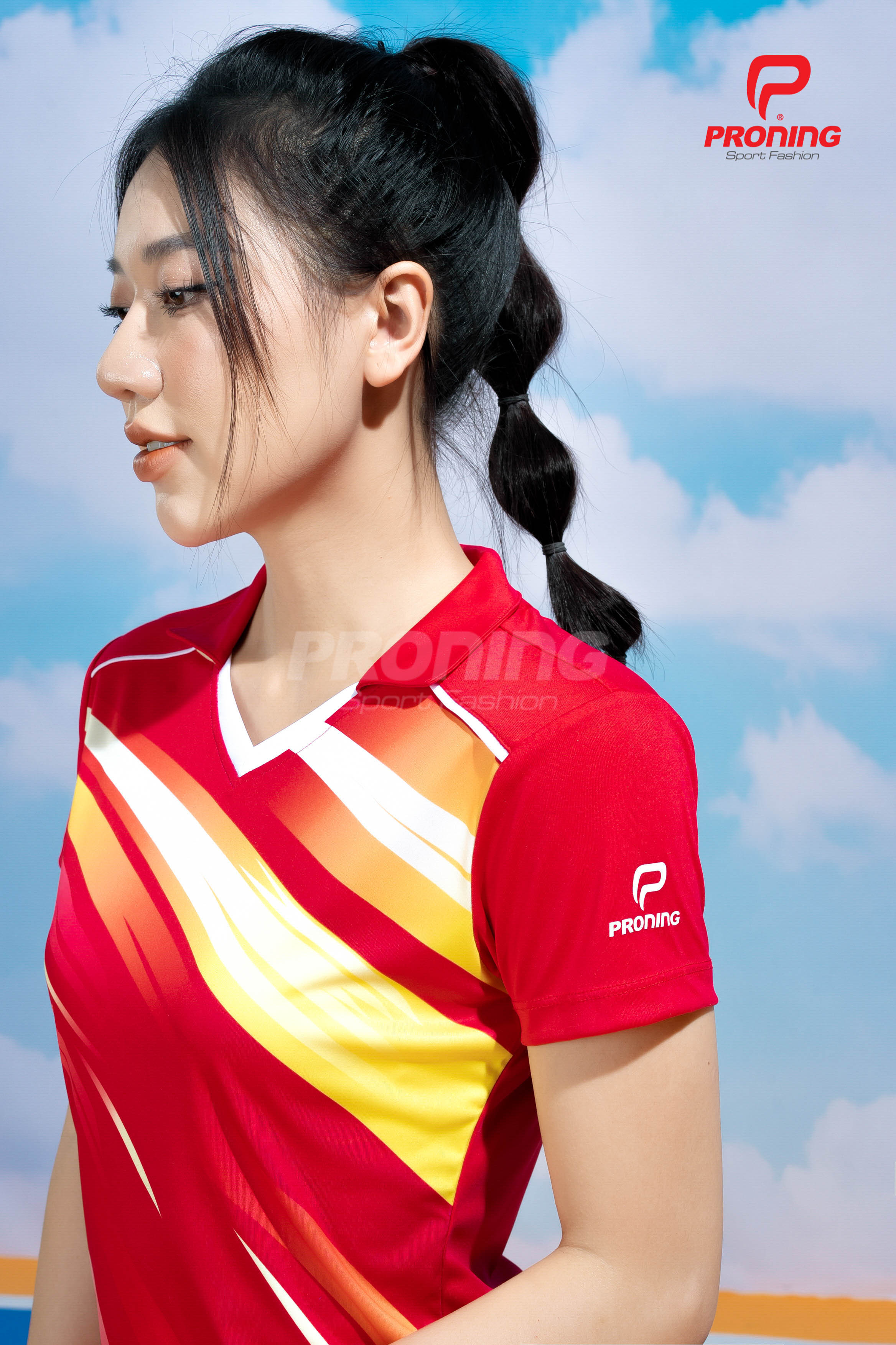 Bộ Thể Thao Nữ ACB-5161 Đỏ phối vàng