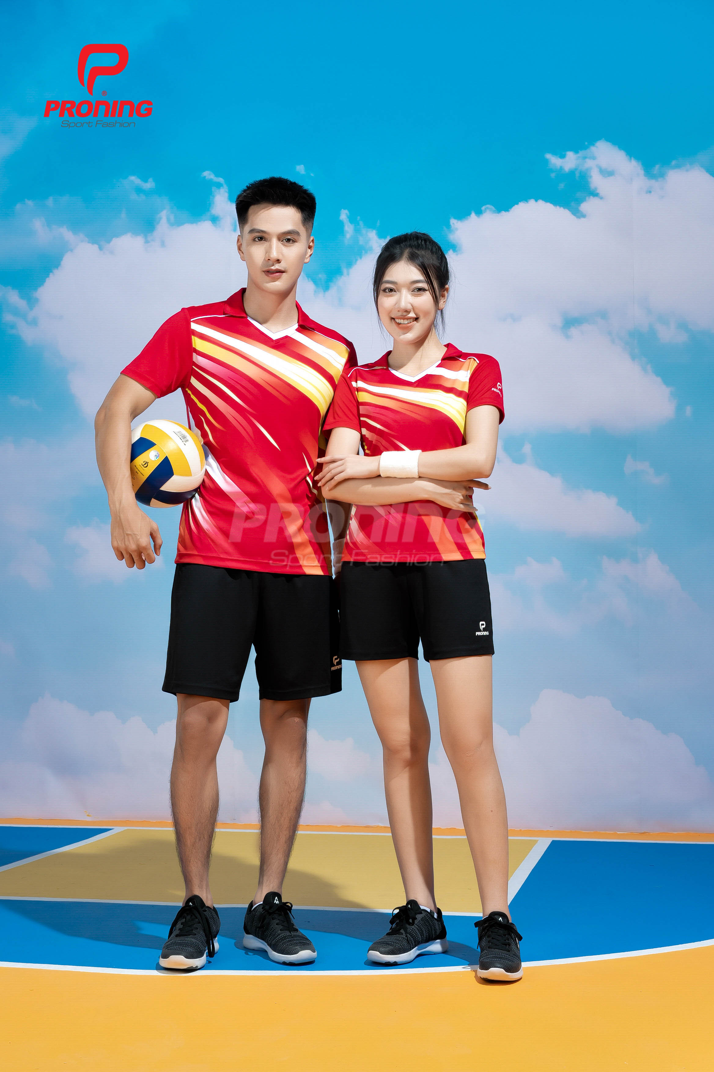 Bộ Thể Thao Nữ ACB-5161 Đỏ phối vàng